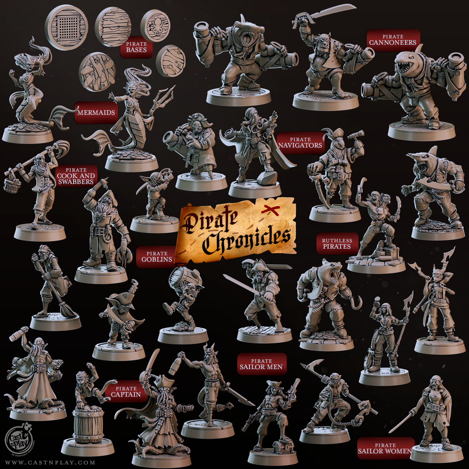 3D Printed Cast n Play Pirate Chronicles Collection 28mm 32mm D&D