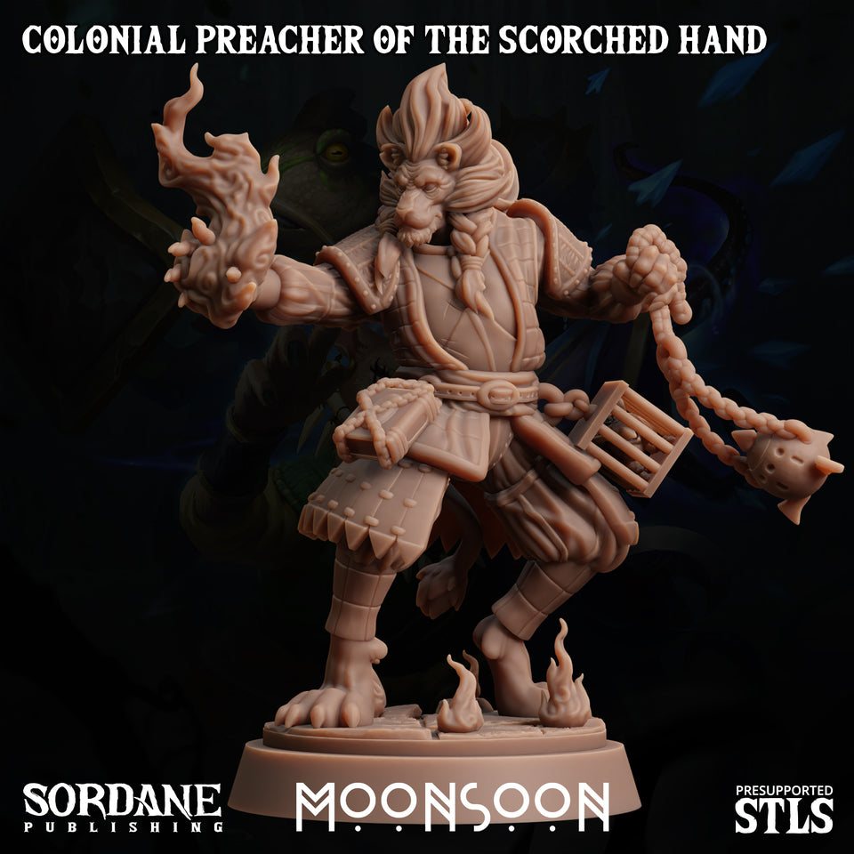 3D Printed Sordane Publishing Colonial Preacher of the Scorched Hand Moonsoon 28 32mm D&D