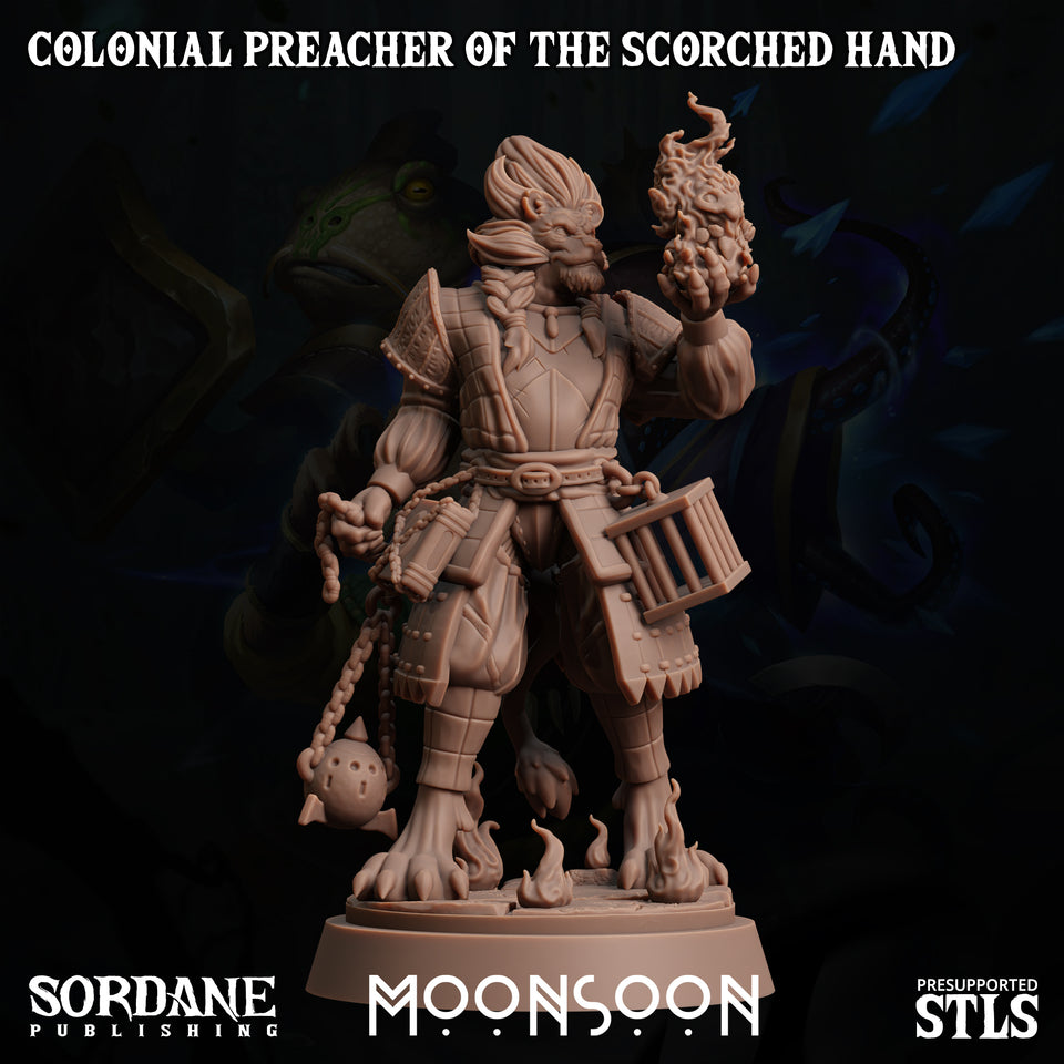 3D Printed Sordane Publishing Colonial Preacher of the Scorched Hand Moonsoon 28 32mm D&D