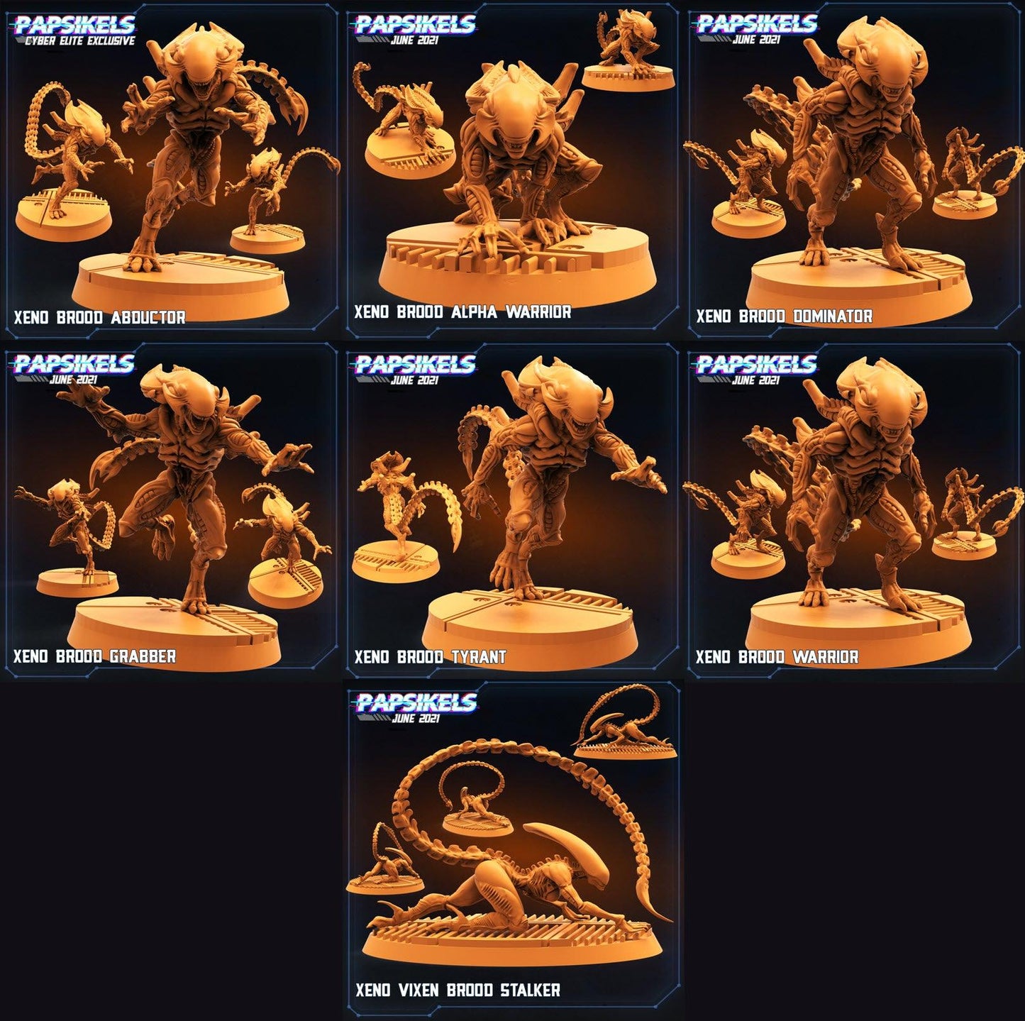 Copy of 3D Printed Papsikels Xeno Brood Set Aliens vs Humans Part 2 28mm 32mm - 3D Printing Boss 