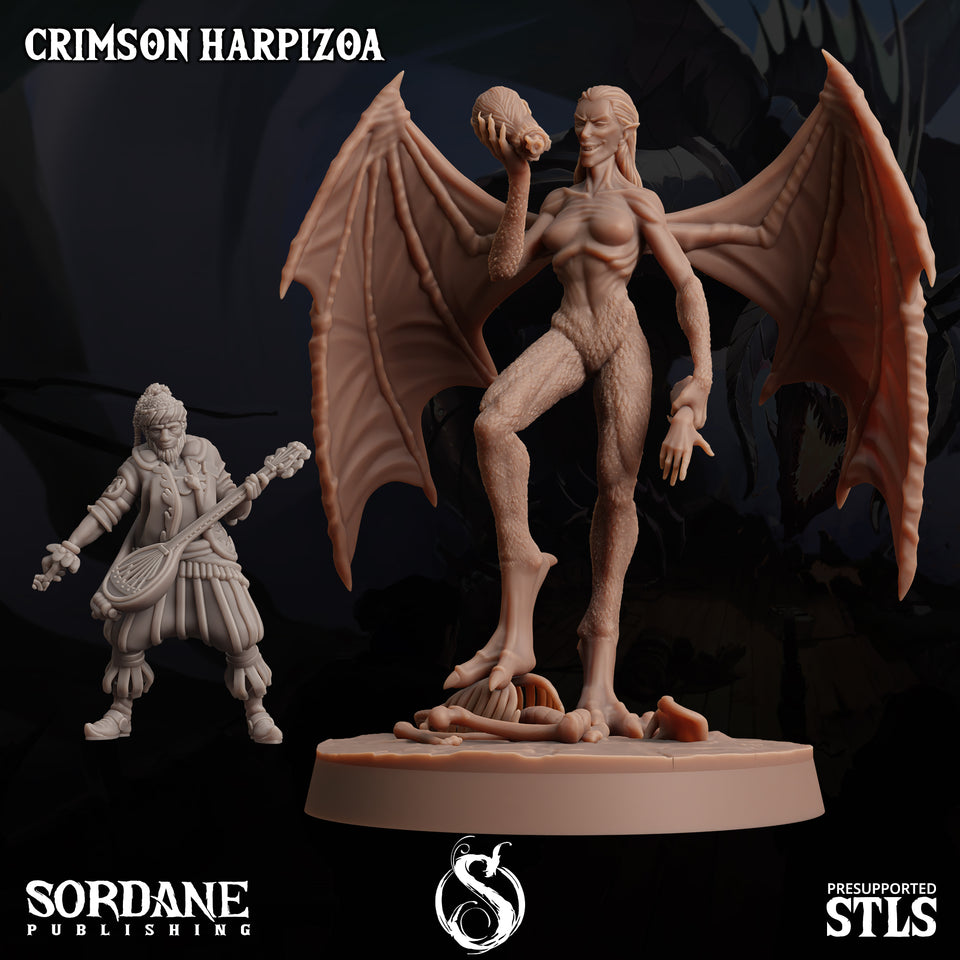3D Printed Sordane Publishing Crimson Harpizoa 28 32mm D&D
