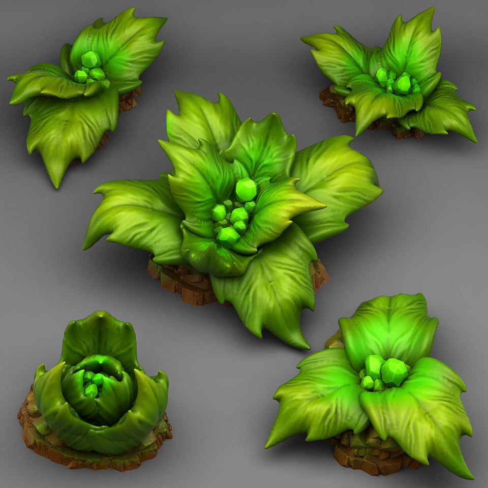 3D Printed Fantastic Plants and Rocks Crystal Tropical Plants 28mm - 32mm D&D Wargaming
