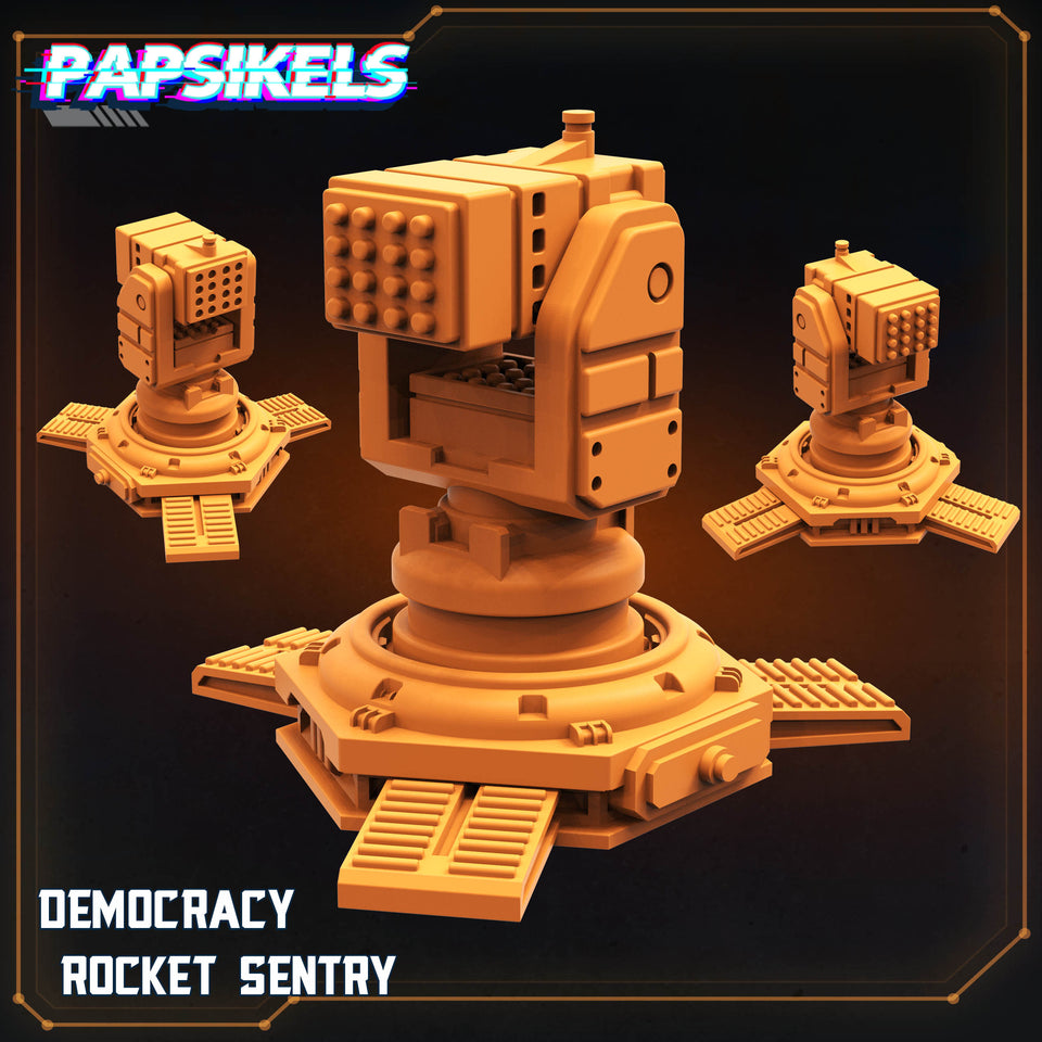 3D Printed Papsikels Democracy Rocket Sentry JUNE 2024 SCIFI 28mm 32mm