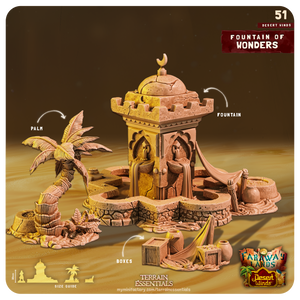 3D Printed Cast n Play Fountain of Wonders Desert Winds Terrain Set 28mm 32mm D&D