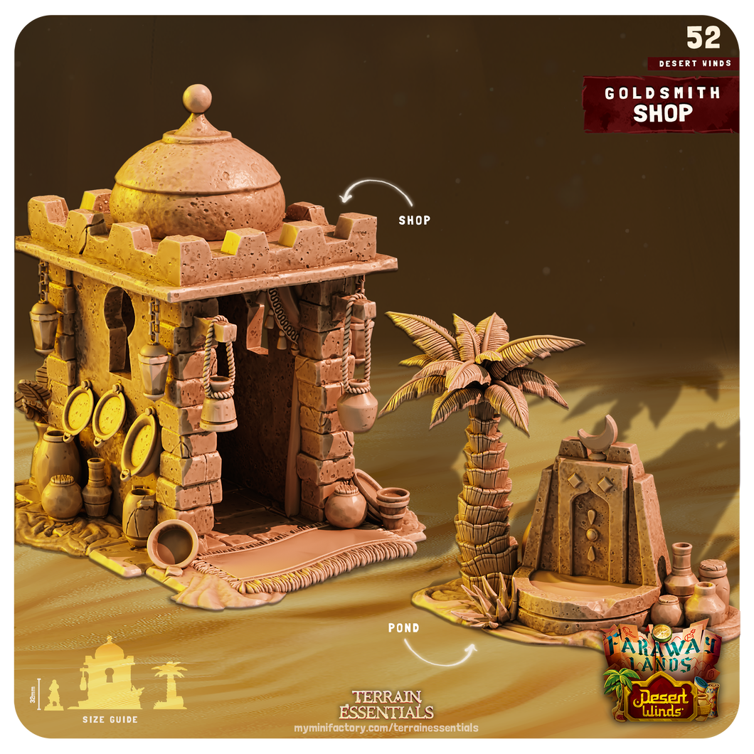 3D Printed Cast n Play Goldsmith Shop Desert Winds Terrain Set 28mm 32mm D&D