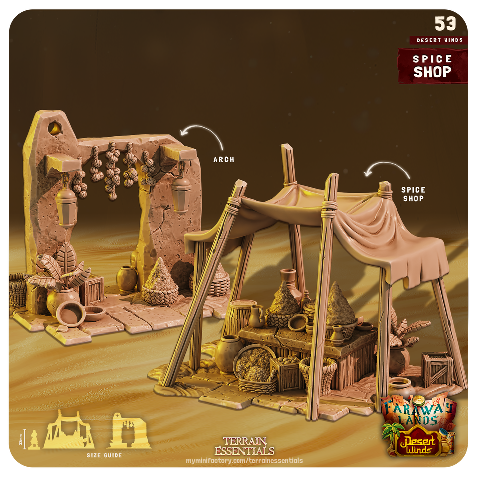 3D Printed Cast n Play Spice Shop Desert Winds Terrain Set 28mm 32mm D&D
