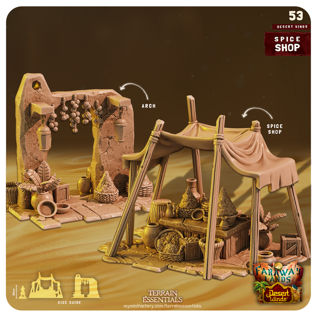 3D Printed Cast n Play Spice Shop Desert Winds Terrain Set 28mm 32mm D&D