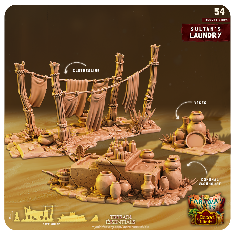 3D Printed Cast n Play Sultans Laundry Desert Winds Terrain Set 28mm 32mm D&D