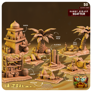 3D Printed Cast n Play Sunny Mirage Scatter Desert Winds Terrain Set 28mm 32mm D&D