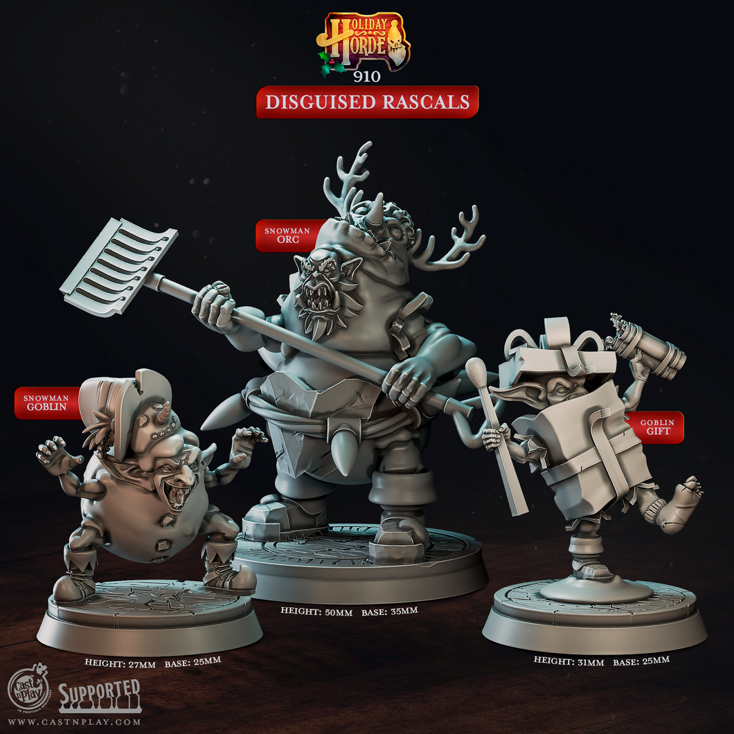3D Printed Cast n Play Disguised Rascals Holiday Horde Set 28mm 32mm D&D