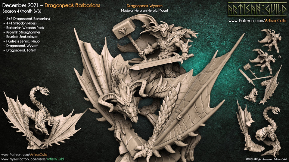 3D Printed Artisan Guild Dragonpeak Wyvern Dragonpeak Barbarians 28mm 32mm