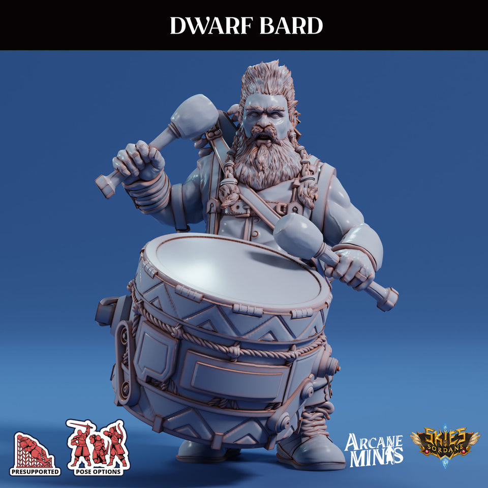 3D Printed Sordane Publishing Arcane Minis Dwarf Bard Swindler's Luck Part Two 28 32mm D&D