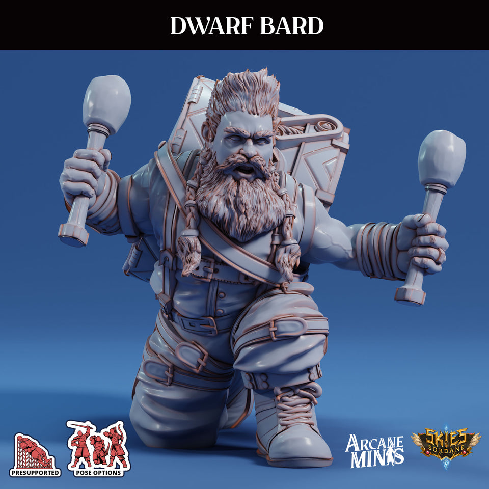 3D Printed Sordane Publishing Arcane Minis Dwarf Bard Swindler's Luck Part Two 28 32mm D&D