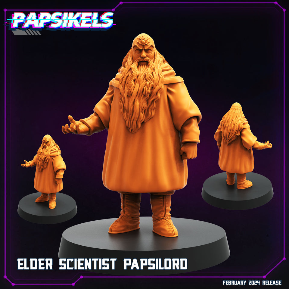3D Printed Papsikels Elder Scientist Papsilord February 2025 Cyberpunk 28mm 32mm