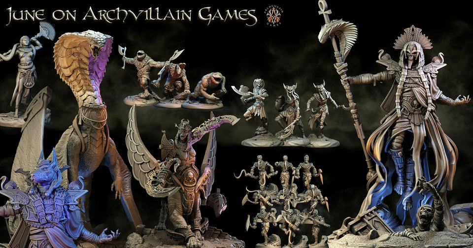 3D Printed Archvillain Games The God King Anubis The Empire of Sands 28 32mm D&D