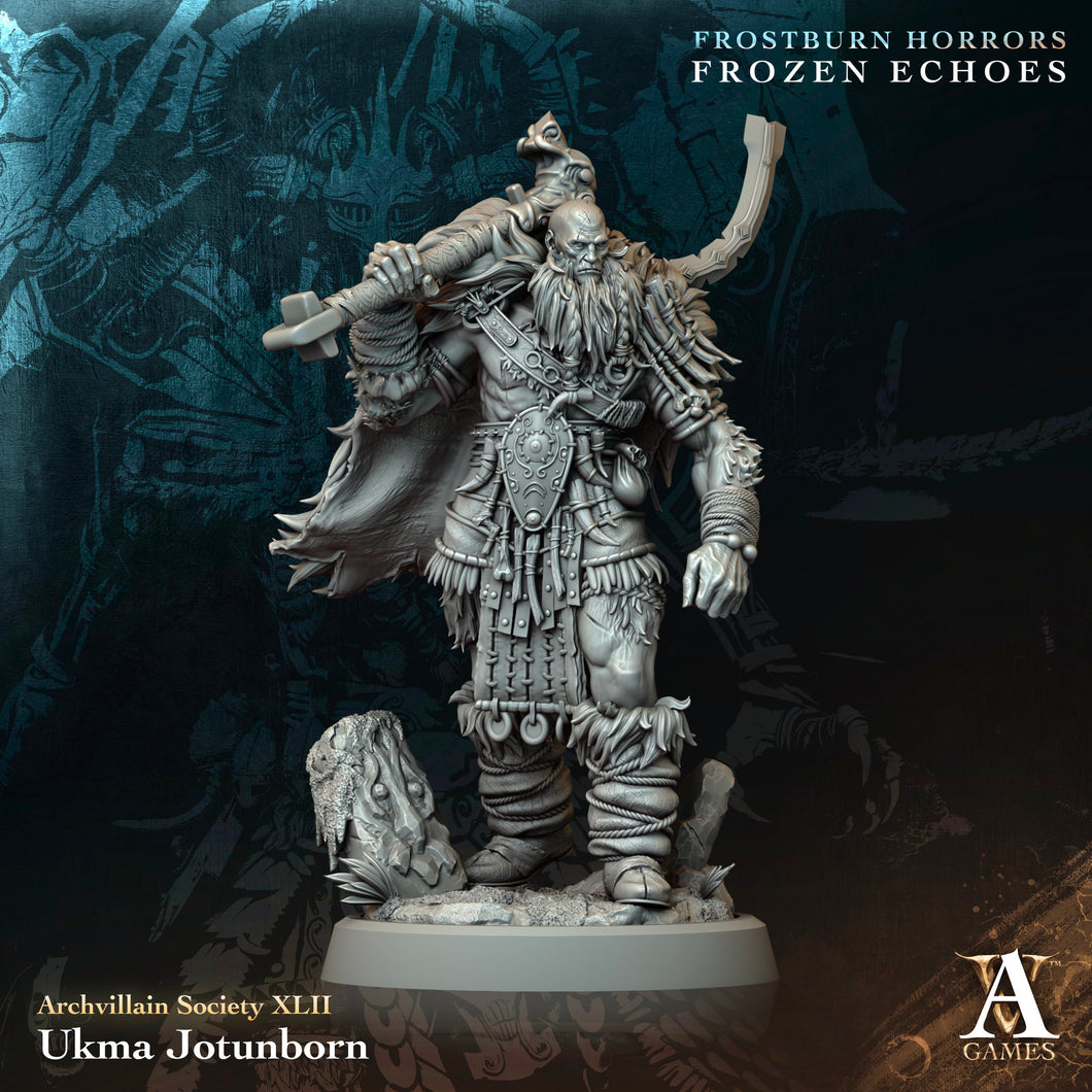 3D Printed Archvillain Games Ukma Jotunborn Archvillain Society Vol XLII 28 32mm D&D