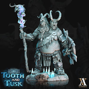 3D Printed Archvillain Games Frostburn Horrors Tooth and Tusk Jugar - Twicefrozen - Mountain Ettin 28mm 32mm D&D