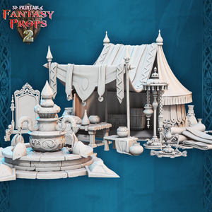 3D Printed STL Miniatures Fantasy Props 2 Market Desert Stall 28 - 32mm War Gaming D&D
