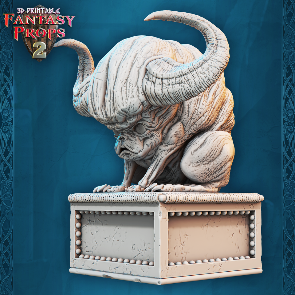 3D Printed STL Miniatures Fantasy Props 2 Museum Statue Set 28 - 32mm War Gaming D&D