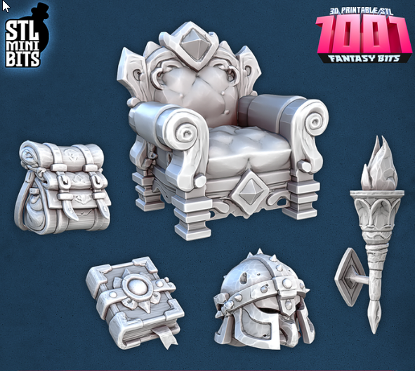 3D Printed STL Miniatures Fantasy Bits Starter Set 28 - 32mm War Gaming D&D
