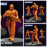 3D Printed Papsikels Mechanically Augmented Soldier Set May 2025 Cyberpunk Set 28mm 32mm