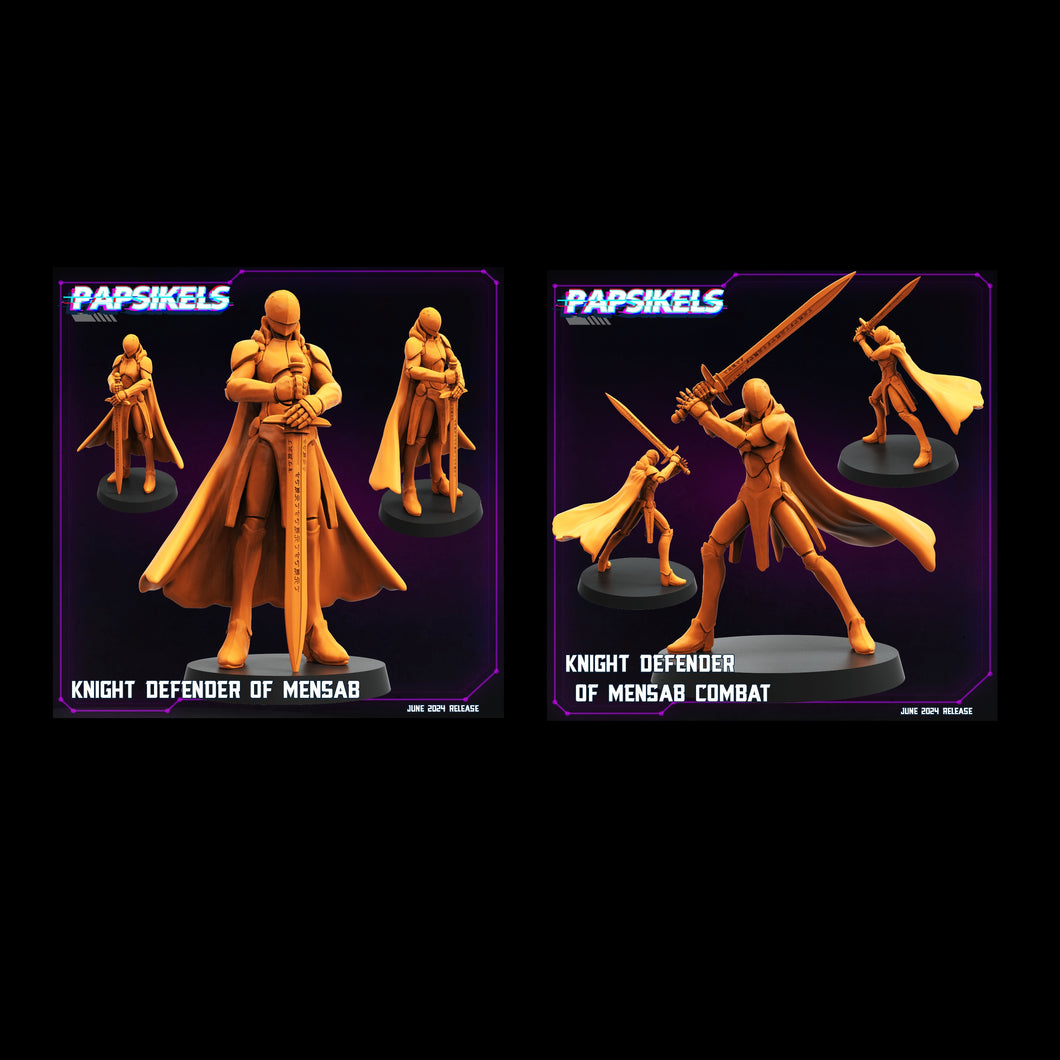 3D Printed Papsikels Knight Defender Of Mensab Set JUNE 2024 TRIBES - CYBERPUNK 28mm 32mm