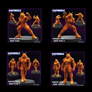 3D Printed Papsikels Masked Cyber Rider Tetsu Set JUNE 2024 TRIBES - CYBERPUNK 28mm 32mm