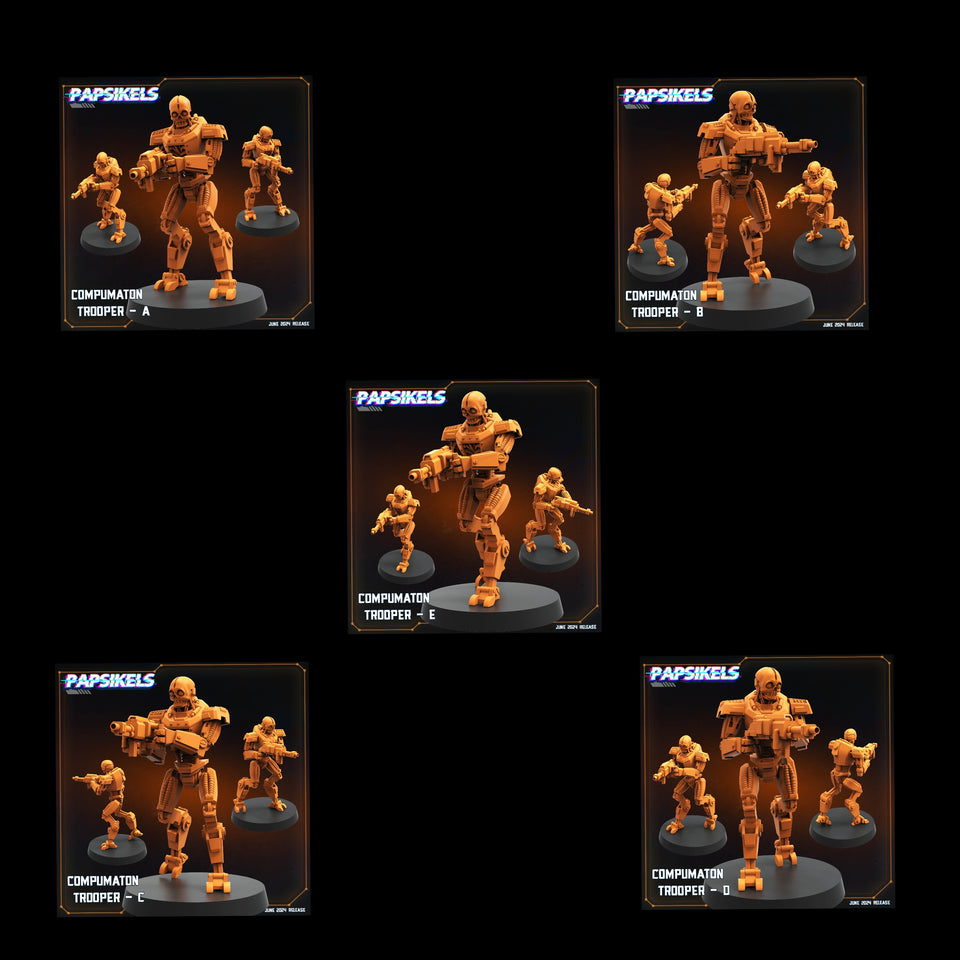3D Printed Papsikels Compumaton Trooper Set JUNE 2024 SCIFI 28mm 32mm
