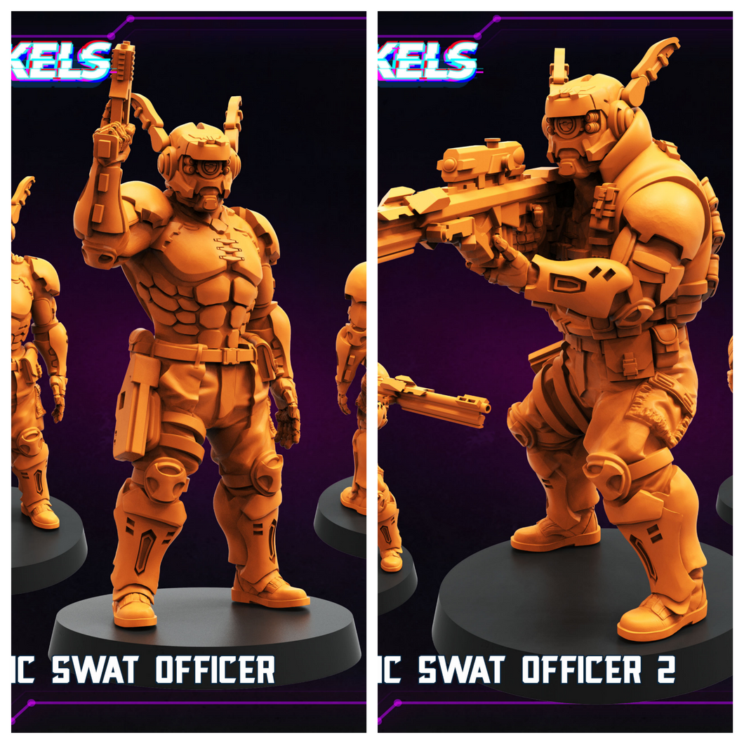 3D Printed Papsikels Cybernetic Swat Officer February 2025 Cyberpunk 28mm 32mm