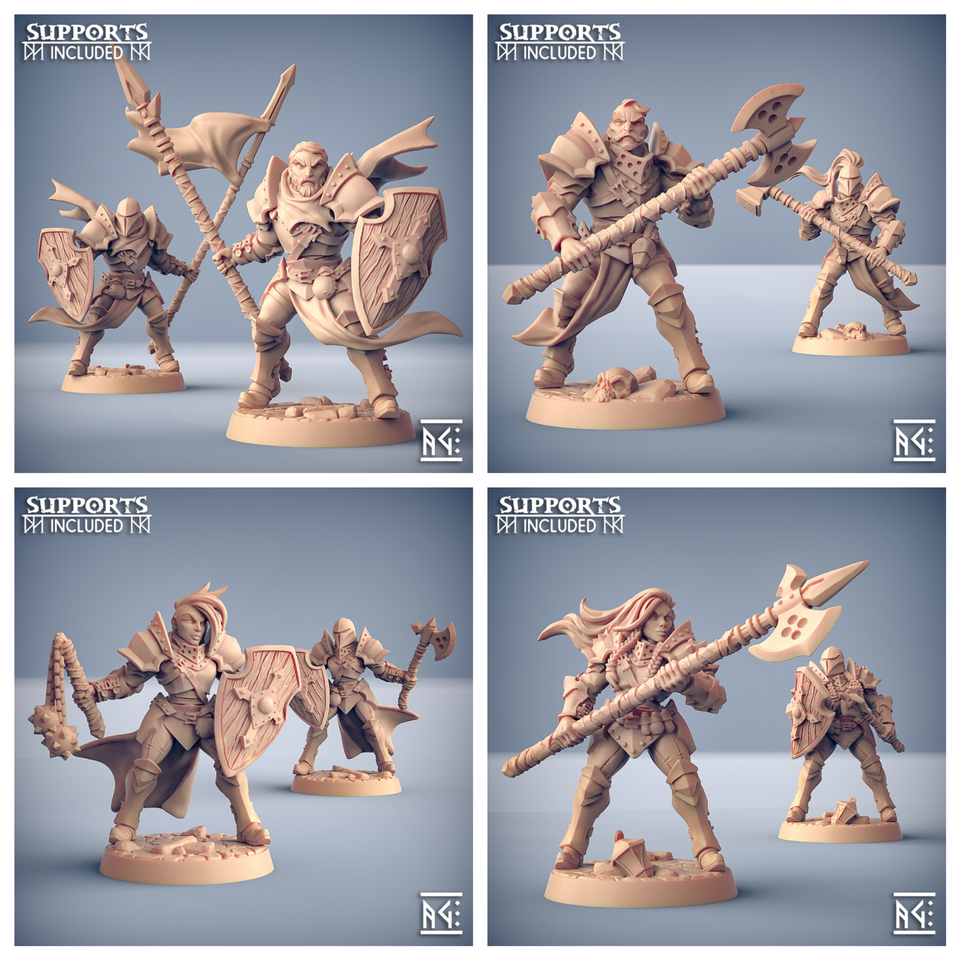 3D Printed Artisan Guild Modular Human Fighters Fighters Guild Set 28mm 32mm