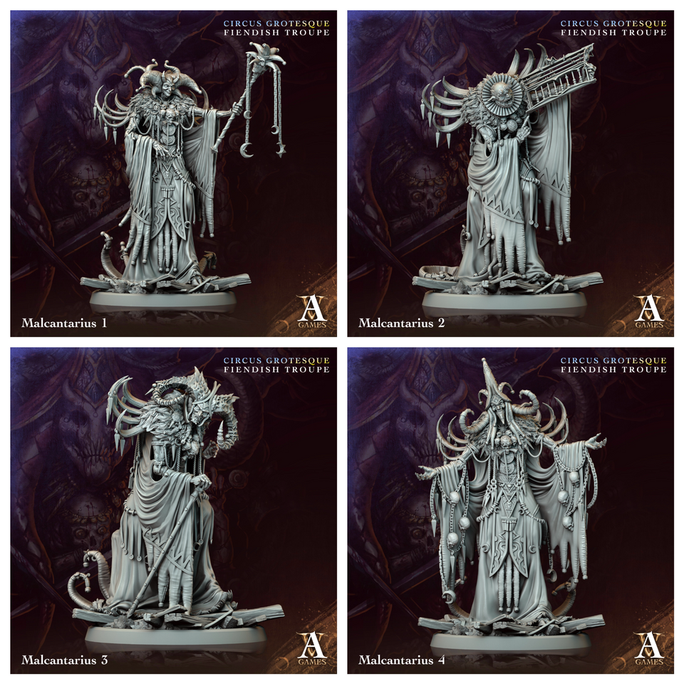 3D Printed Archvillain Games Malcantarius Circus Grotesque Fiendish Troupe 28 32mm D&D