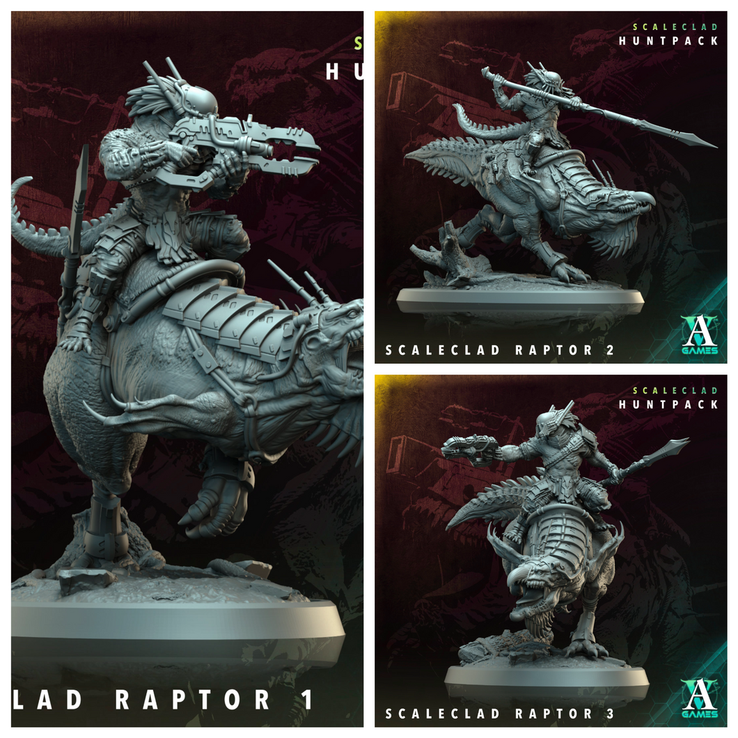 3D Printed Archvillain Games Scaleclad Raptor Scaleclad Huntpack 28 32mm D&D