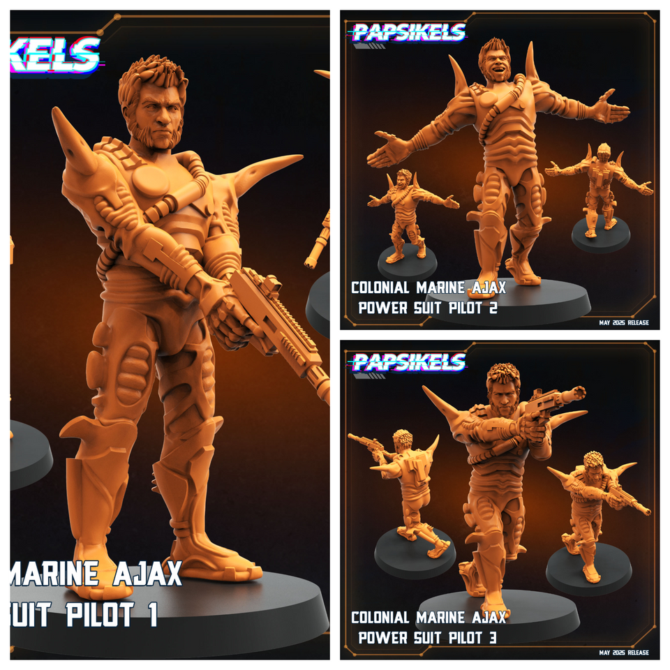 3D Printed Papsikels Colonial Marine Ajax Power Suit Pilot Set May 2025 Alien vs. Humans Reconnaissance 28mm 32mm