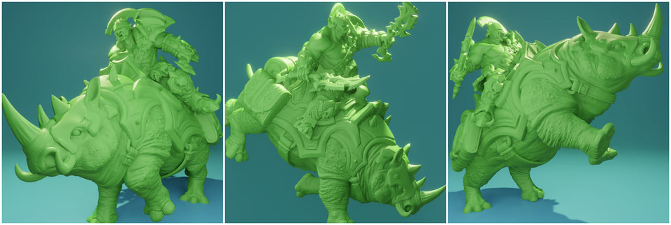 3D Printed Nafarrate Rhino Rider Orc Set Orcs Army 28 32 mm D&D