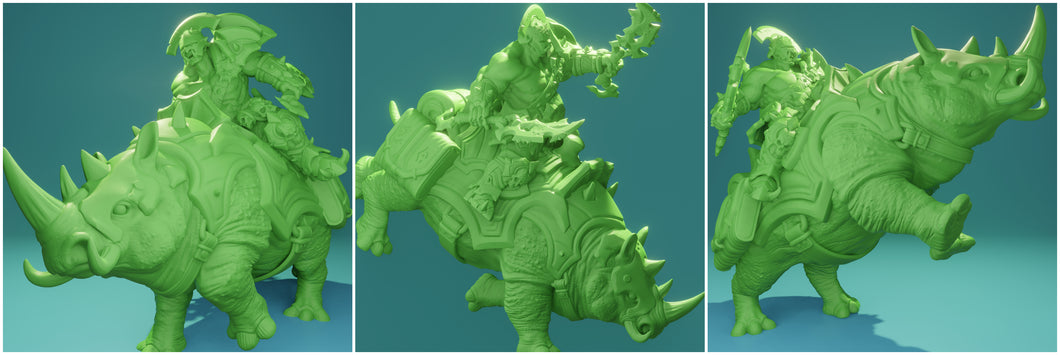 3D Printed Nafarrate Rhino Rider Orc Set Orcs Army 28 32 mm D&D