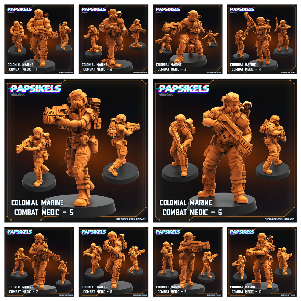 3D Printed Papsikels Colonial Marine Combat Medic Team Dec. 2024 SciFi 28mm 32mm