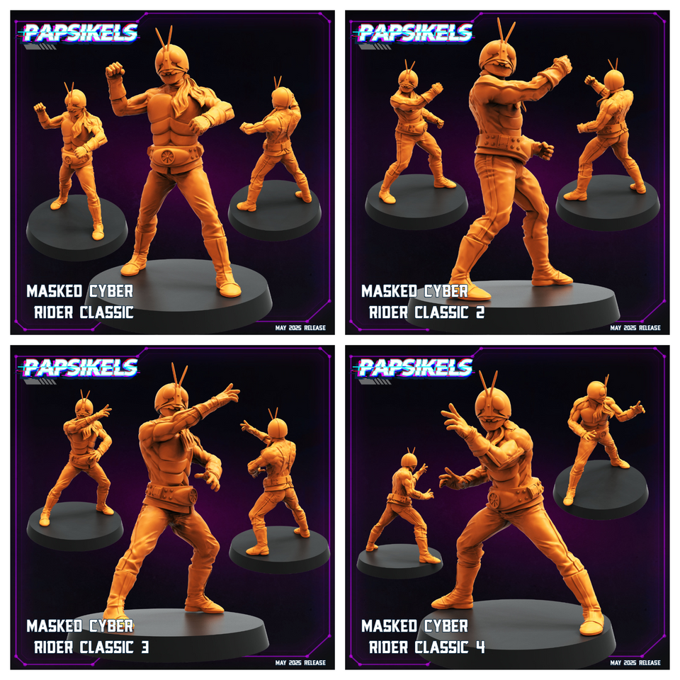 3D Printed Papsikels Masked Cyber Rider Classic Set May 2025 Cyberpunk Set 28mm 32mm