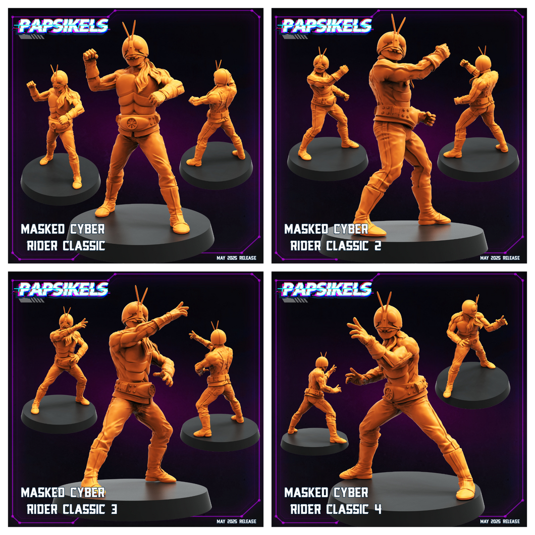3D Printed Papsikels Masked Cyber Rider Classic Set May 2025 Cyberpunk Set 28mm 32mm