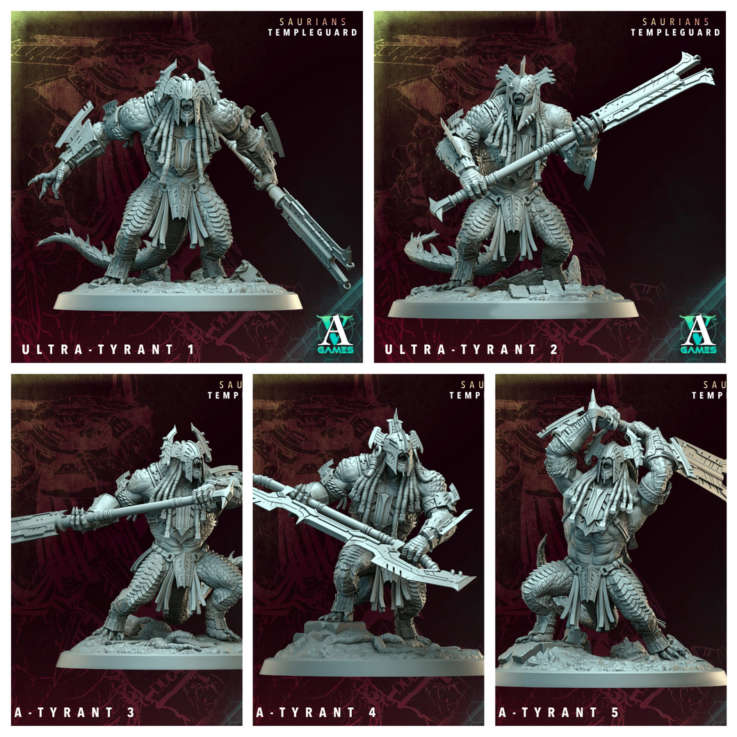 3D Printed Archvillain Games Ultra-Tyrant - Saurians Templeguard 28 32mm D&D