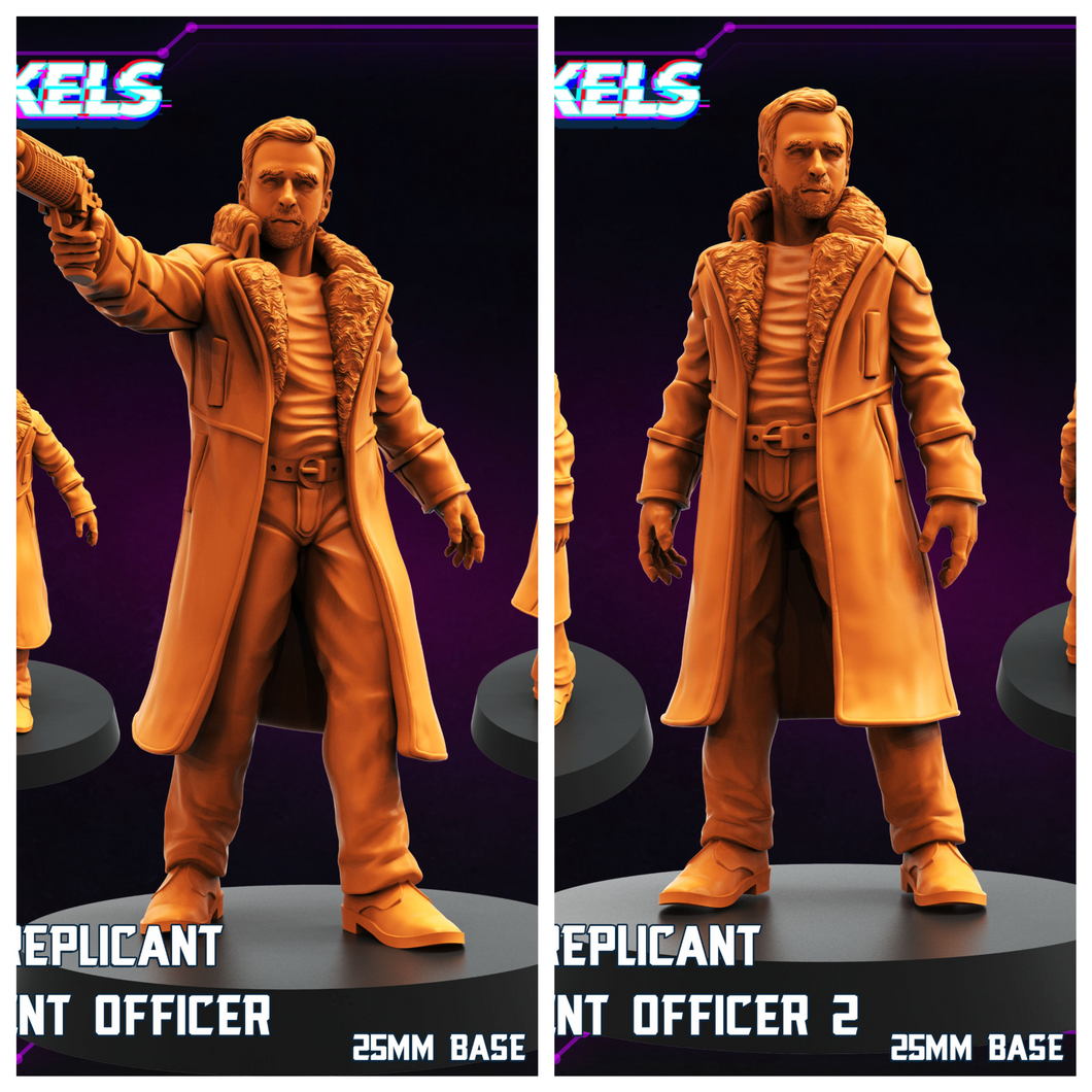 3D Printed Papsikels Nexus 9 Replicant Retirement Officer Set October 2024 Cyberpunk 28mm 32mm