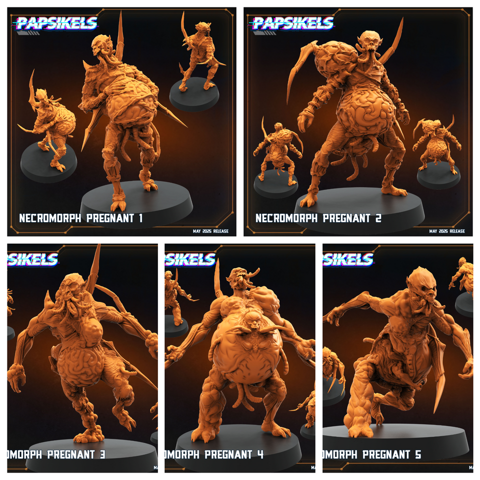 3D Printed Papsikels Necromorph Pregnant Set May 2025 Alien vs. Humans Reconnaissance 28mm 32mm (Copy)