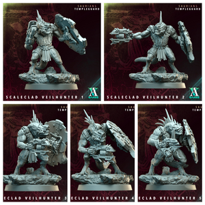 3D Printed Archvillain Games Scaleclad Veilhunter - Saurians Templeguard 28 32mm D&D