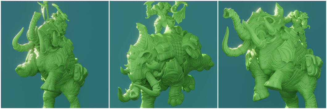 3D Printed Nafarrate Mammoth Rider Orc Set Orcs Army 28 32 mm D&D