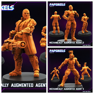 3D Printed Papsikels Mechanically Augmented Agent MARCH 2025 CYBERPUNK 28mm 32mm