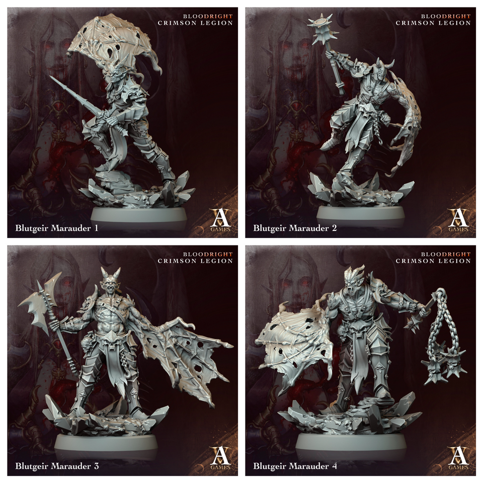 3D Printed Archvillain Games Blutgeir Marauder Bloodright - Crimson Legion 28 32mm D&D