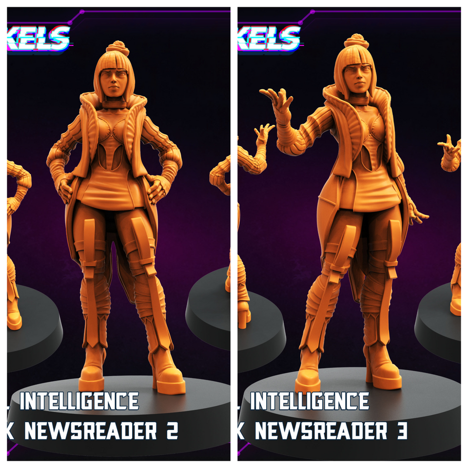 3D Printed Papsikels Artificial Intelligence Network Newsreader Set May 2025 Cyberpunk Set 28mm 32mm