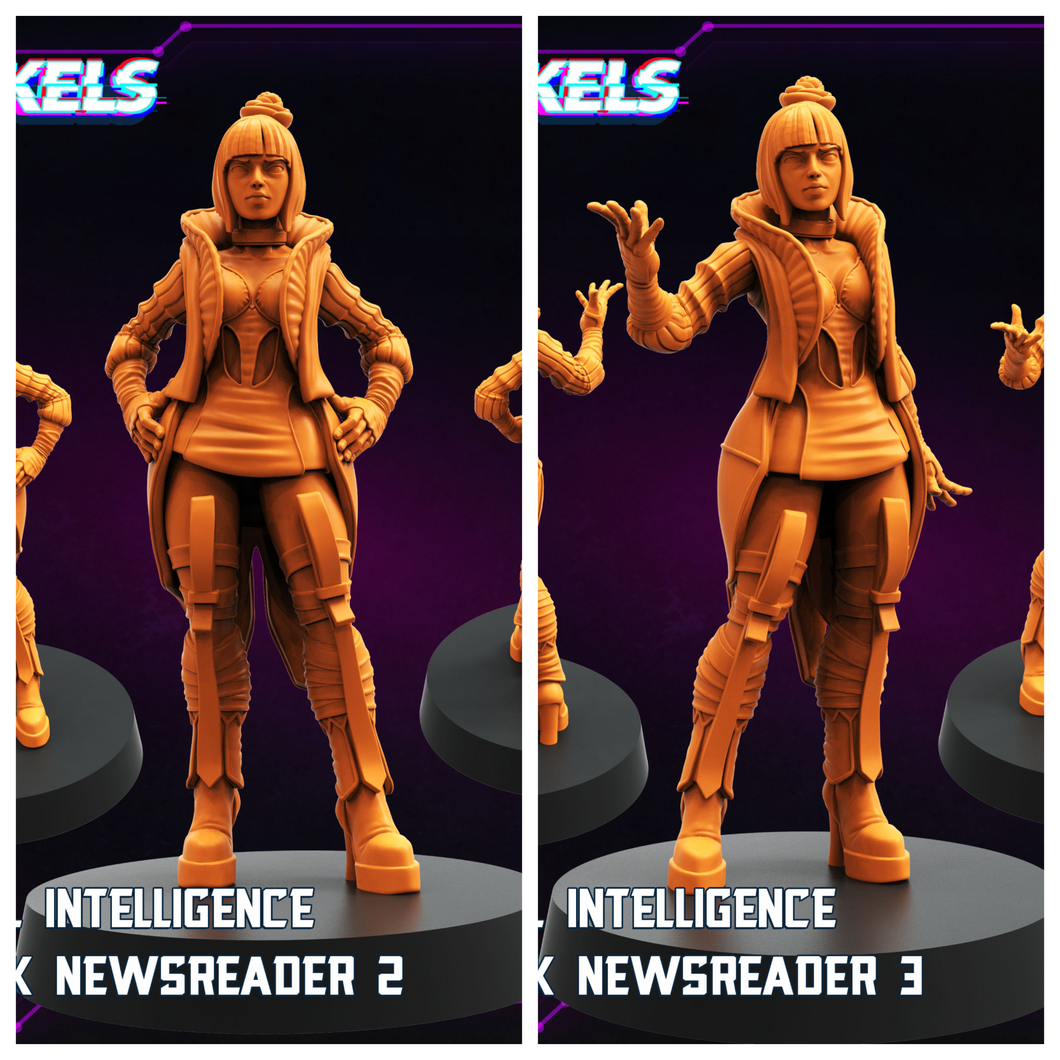 3D Printed Papsikels Artificial Intelligence Network Newsreader Set May 2025 Cyberpunk Set 28mm 32mm