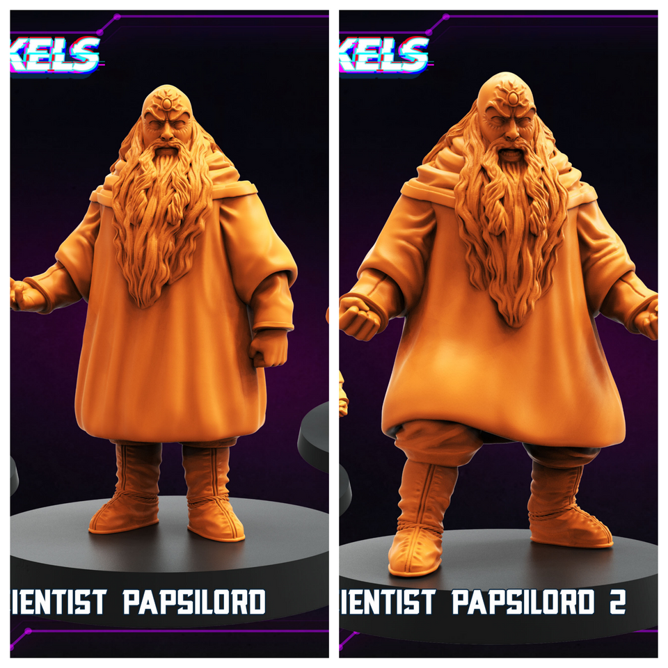 3D Printed Papsikels Elder Scientist Papsilord February 2025 Cyberpunk 28mm 32mm