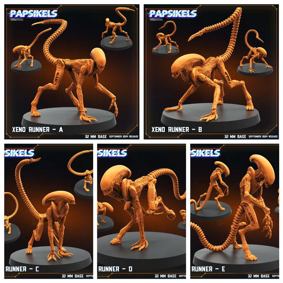 3D Printed Papsikels Xeno Runners Set SEPTEMBER 2024 SCIFI 28mm 32mm
