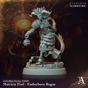 3D Printed Archvillain Games Matricia Fistl Emberborn Rogue Archvillain Society Vol. XXXIV 28 32mm D&D